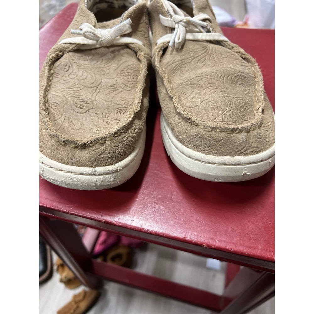 Ariat Shoes Womens 9 B Hilo Floral Embossed Moc Sneakers Brown Suede Casual - Picture 2 of 9